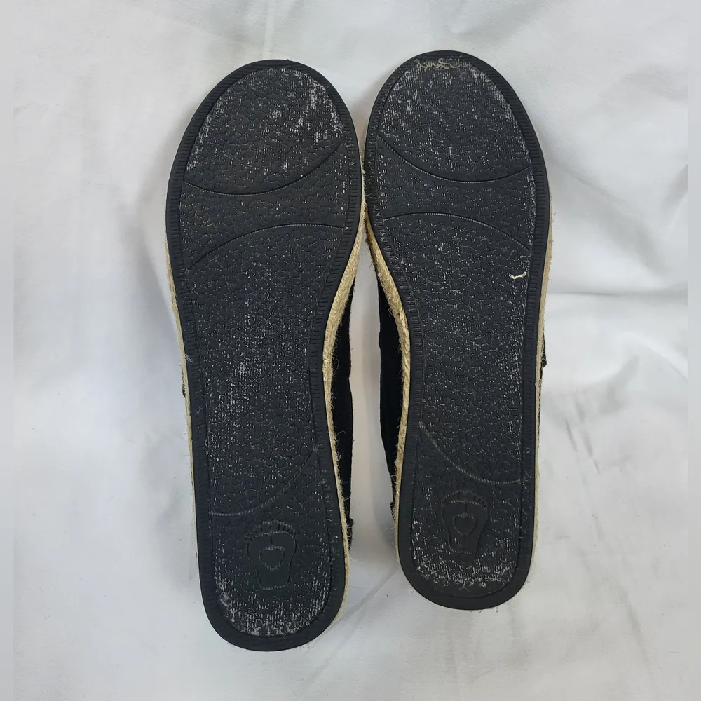 Bobs Skechers Womens Black Highlights‎ Memory Foam Slip On Espadrille Wedge 8.5M